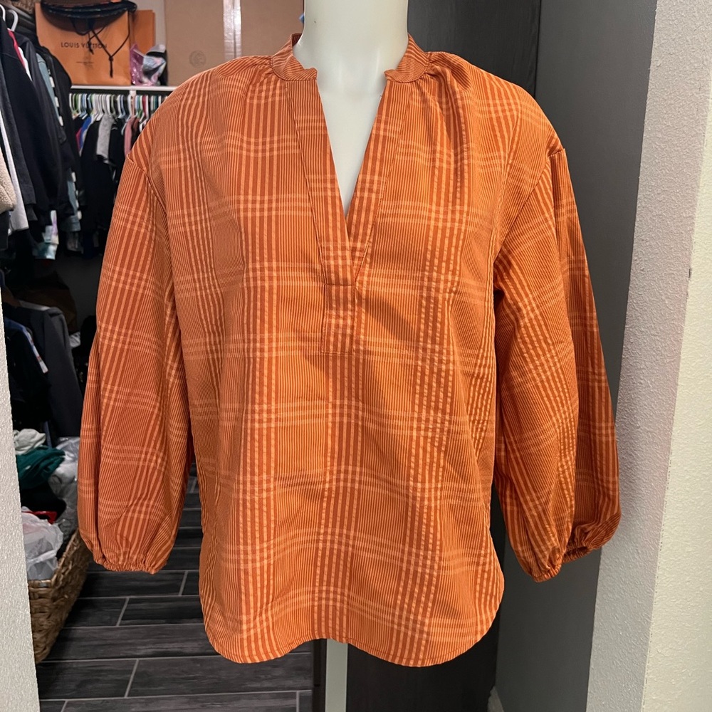 NWT A New Day Rust Plaid Blouse